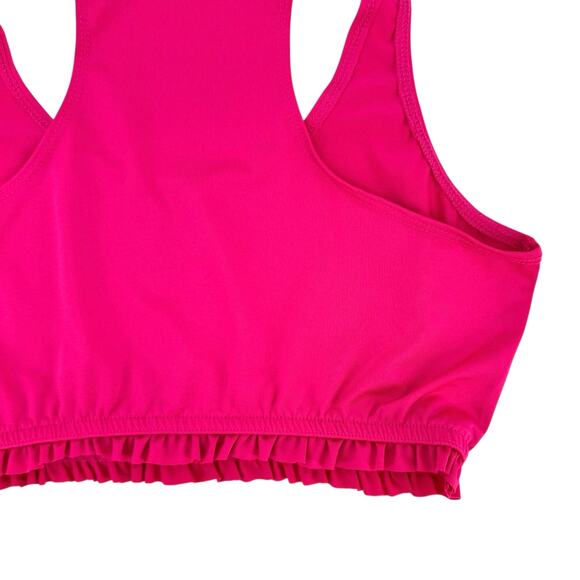143 Story Lizzy Two Piece Hot Pink Ruffle High Waist Legging Crop Tank Set - Picture 13 of 16